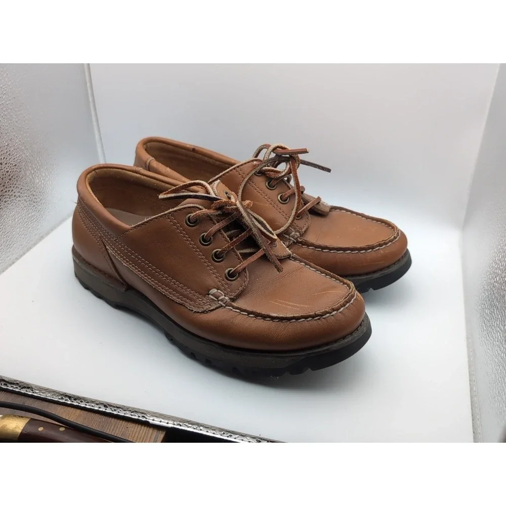 Bass Mens Loafers Size 7.5 W Brown‎ Leather Boat Shoes Rockport Leather